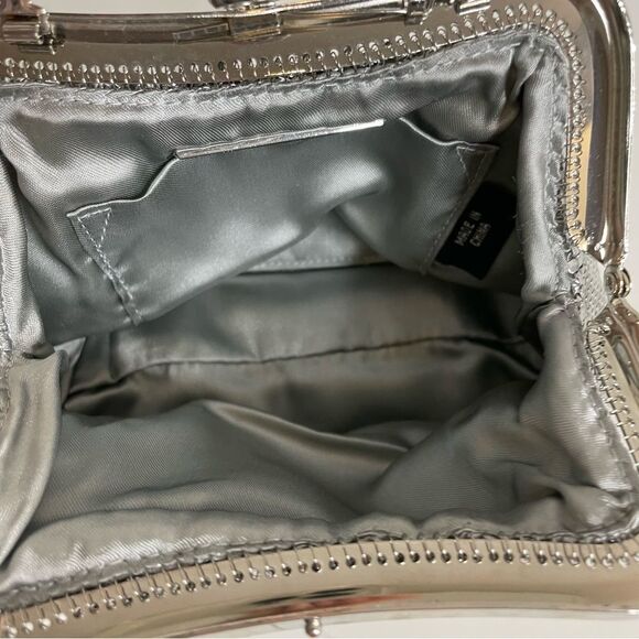 COPY - KATE LANDRY silver metallic mesh rhinestone evening purse formal event - Picture 10 of 15
